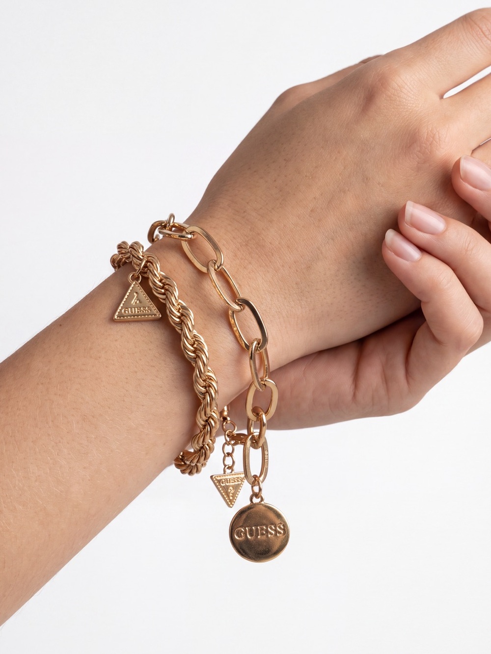 Guess Gold-Tone Mixed Chain Muti piece Bracelets